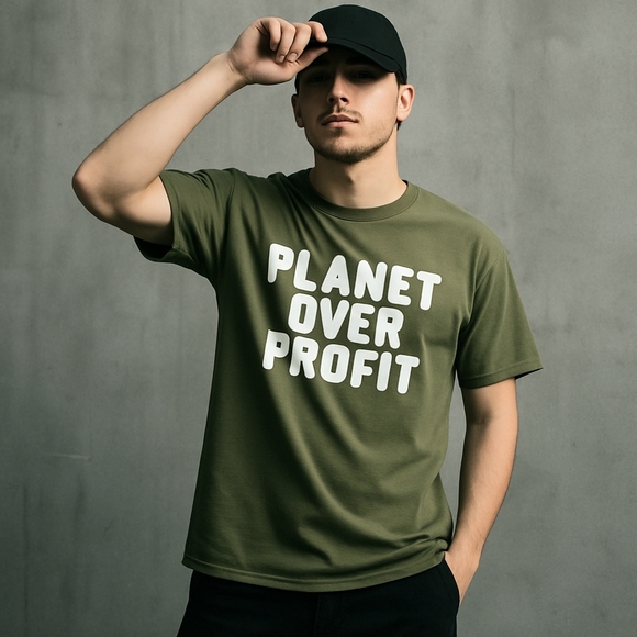 Eco Streetwear Planet Over Profit Tee Green Unisex L - Picture 2 of 9